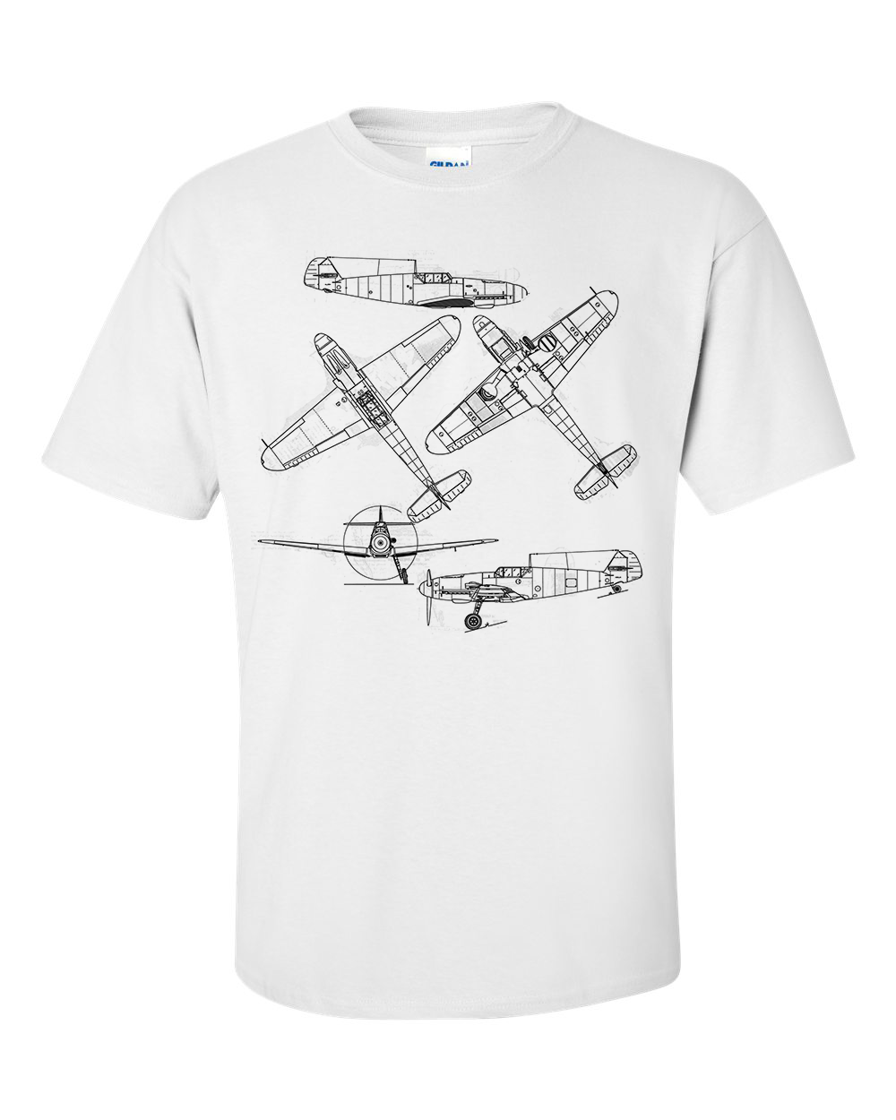 Messerschmitt Bf 109 F Fighter Aircraft Technical Drawing Blueprint WW2 T-Shirt