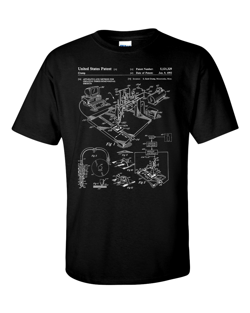 3d Printer Patent T-Shirt, Technical Drawing CAD Shirt