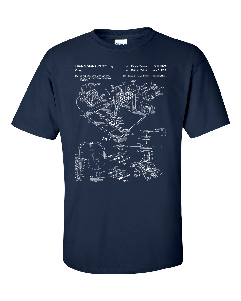 3d Printer Patent T-Shirt, Technical Drawing CAD Shirt