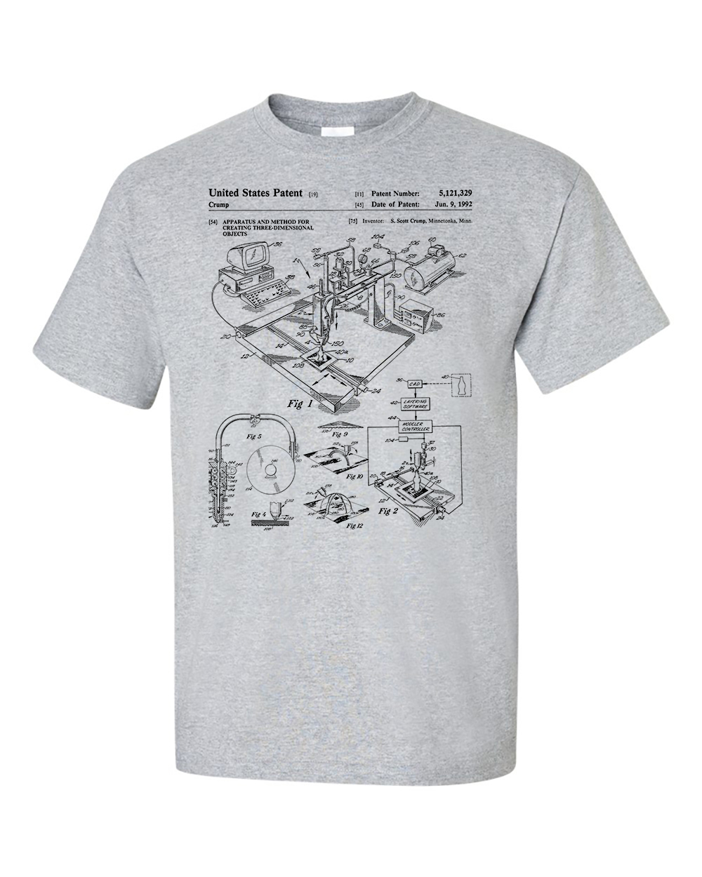 3d Printer Patent T-Shirt, Technical Drawing CAD Shirt