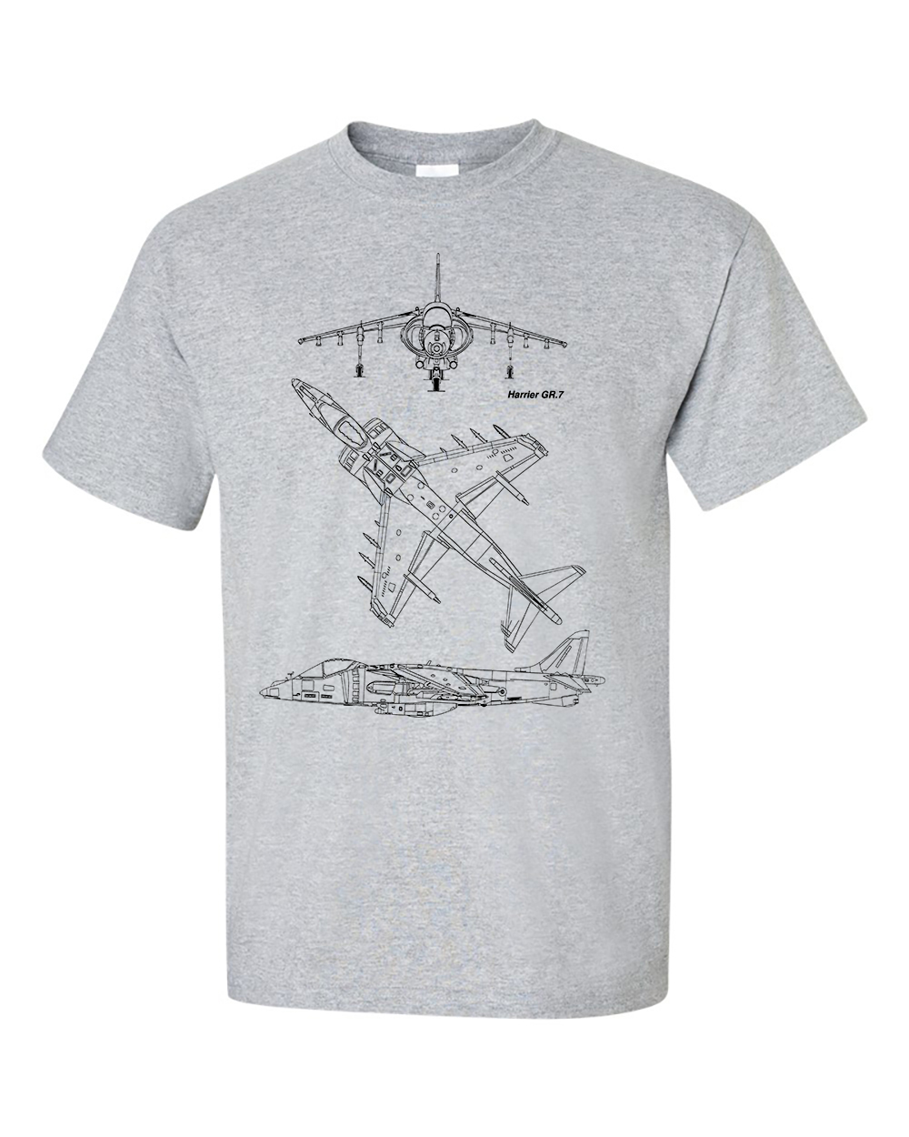 Harrier GR7 Fighter Aircraft Technical Drawing Blueprint RAF T-Shirt