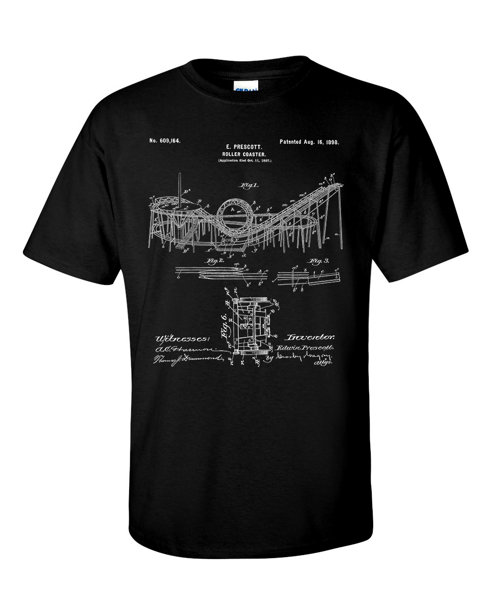 Rollercoaster Patent Blueprint T-Shirt