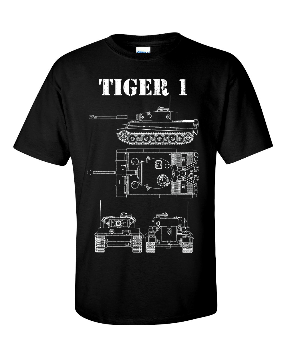 Tiger 1 Tank T-Shirt Technical Drawing Blueprint WW2 German Army Shirt