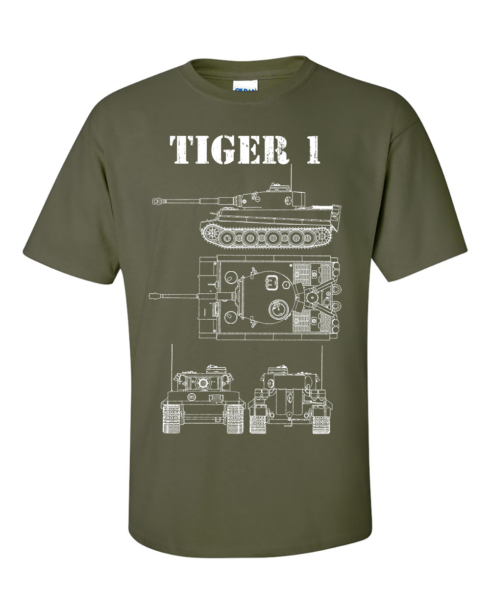 Tiger 1 Tank T-Shirt Technical Drawing Blueprint WW2 German Army Shirt