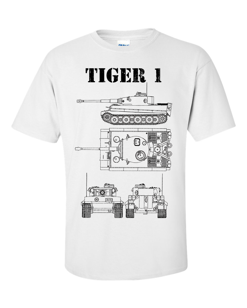 Tiger 1 Tank T-Shirt Technical Drawing Blueprint WW2 German Army Shirt