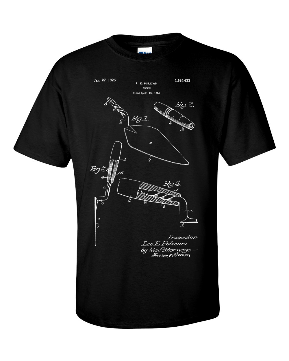 Bricklaying Trowel T-Shirt Mason Brickie Builders Patent Blueprint Shirt