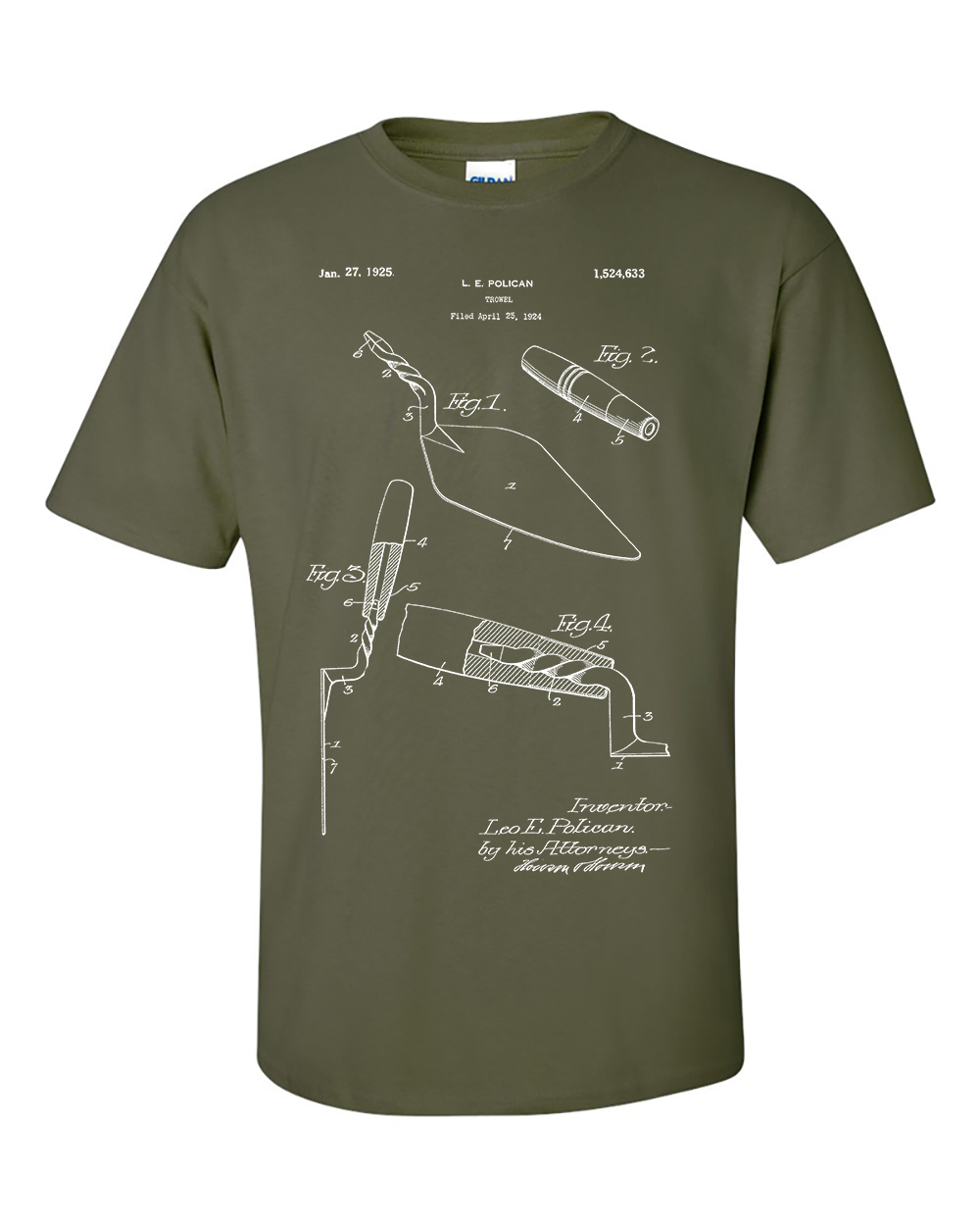 Bricklaying Trowel T-Shirt Mason Brickie Builders Patent Blueprint Shirt