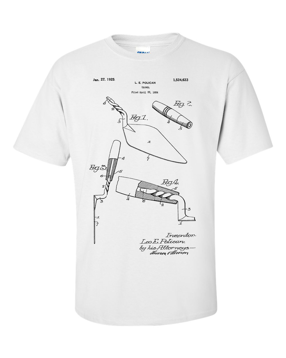 Bricklaying Trowel T-Shirt Mason Brickie Builders Patent Blueprint Shirt