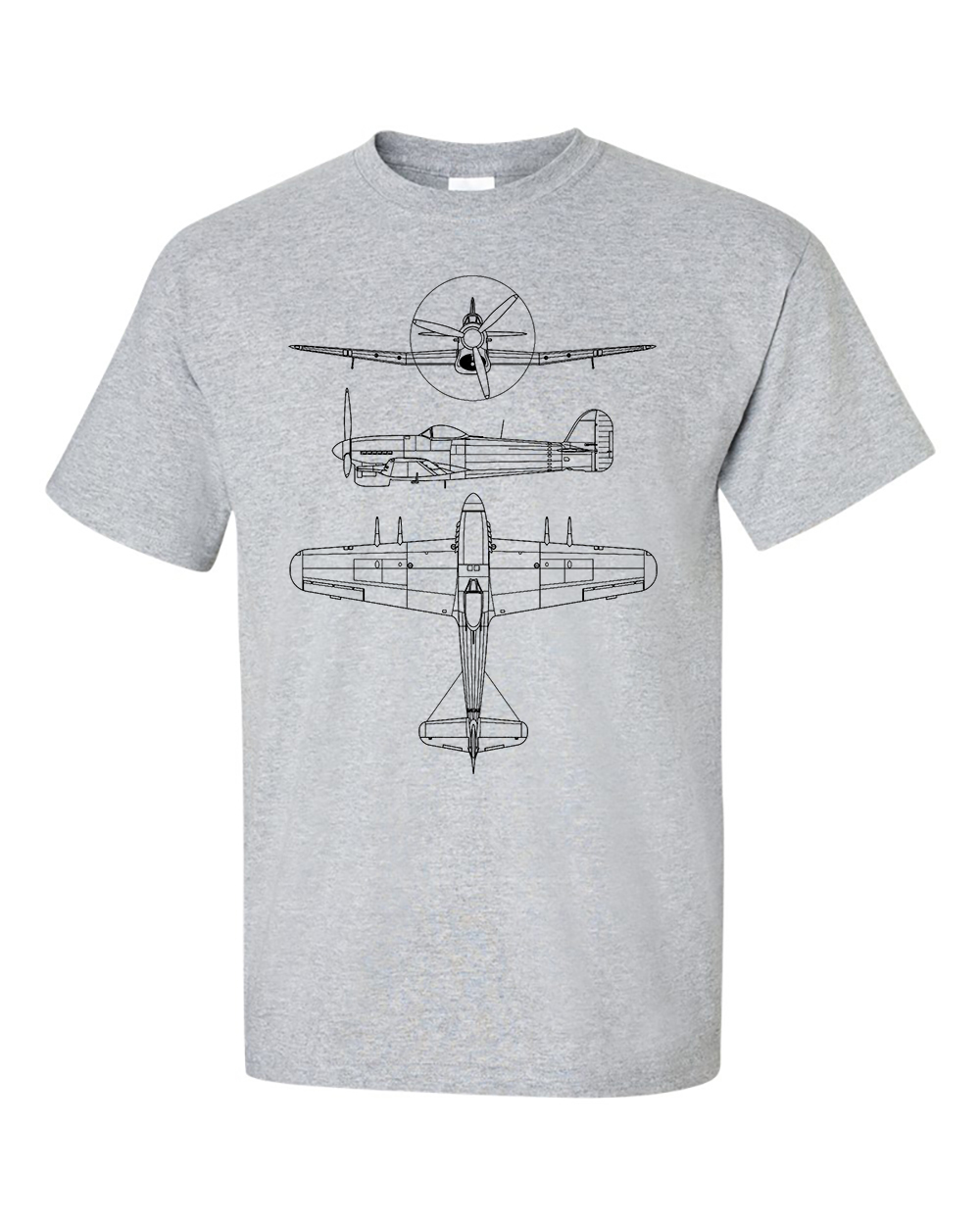 Hawker Typhoon Fighter Aircraft Technical Drawing Blueprint RAF WW2 T-Shirt