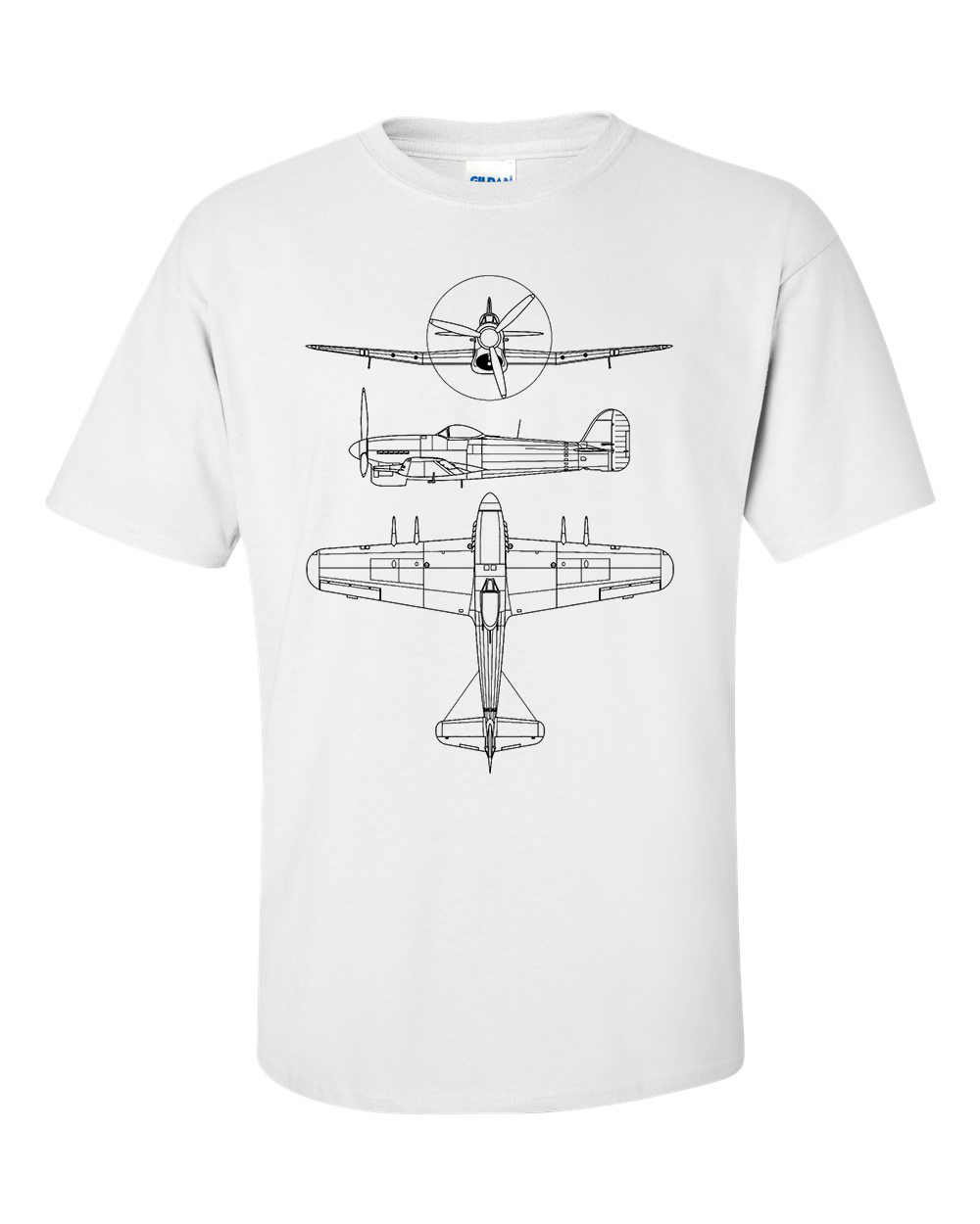 Hawker Typhoon Fighter Aircraft Technical Drawing Blueprint RAF WW2 T-Shirt