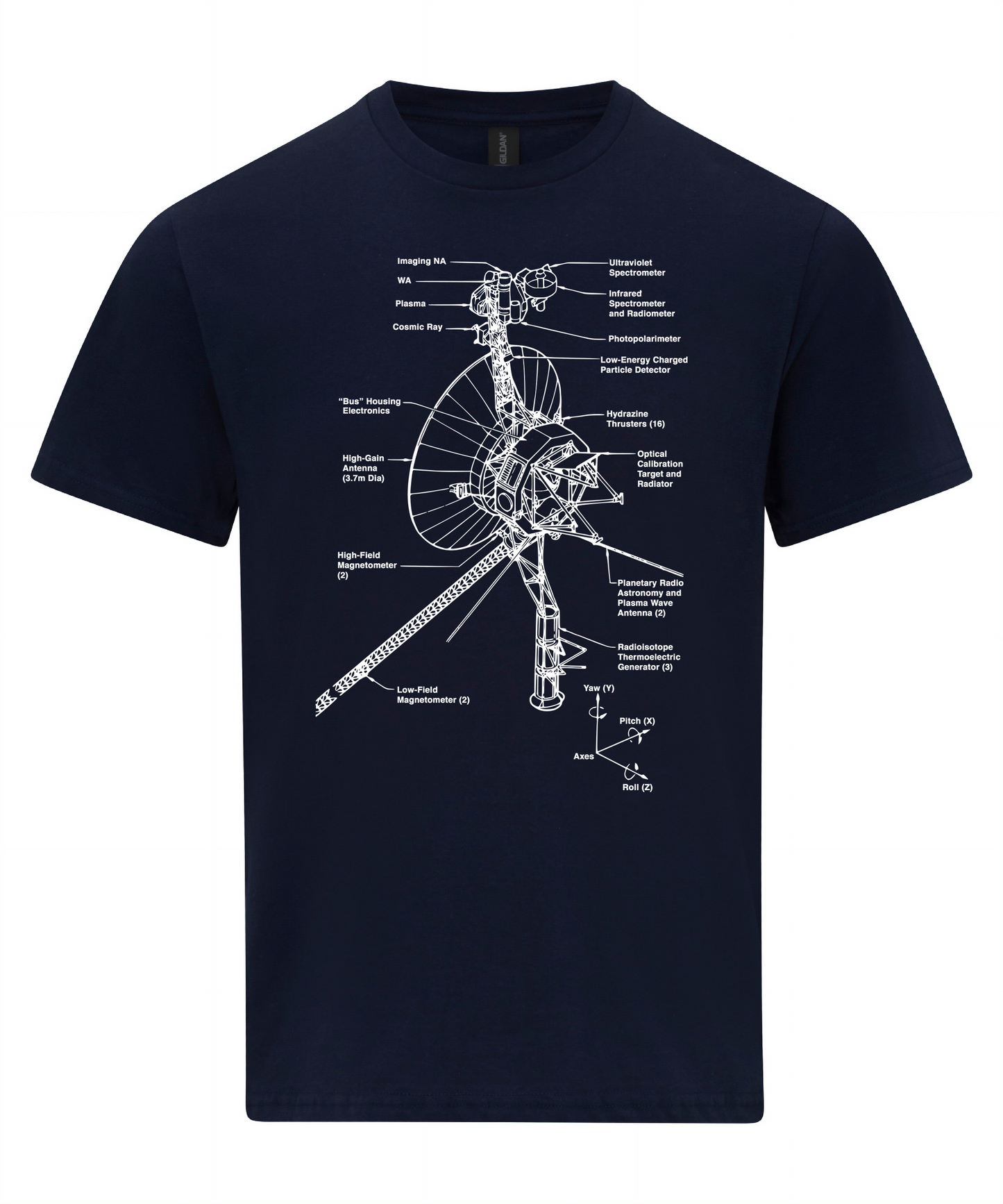 Voyager Space Probe Schematic T-Shirt - Voyager Blueprint - Voyager Diagram Shirt