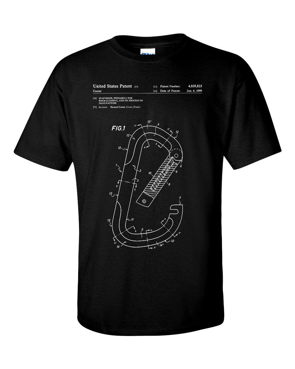 Carabiner Ring Patent Rock Climbing Blueprint Gift T-Shirt