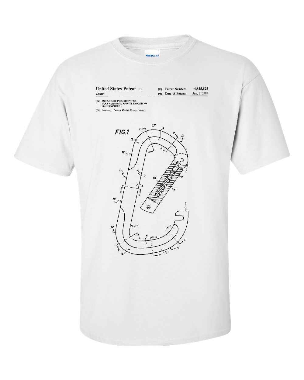 Carabiner Ring Patent Rock Climbing Blueprint Gift T-Shirt