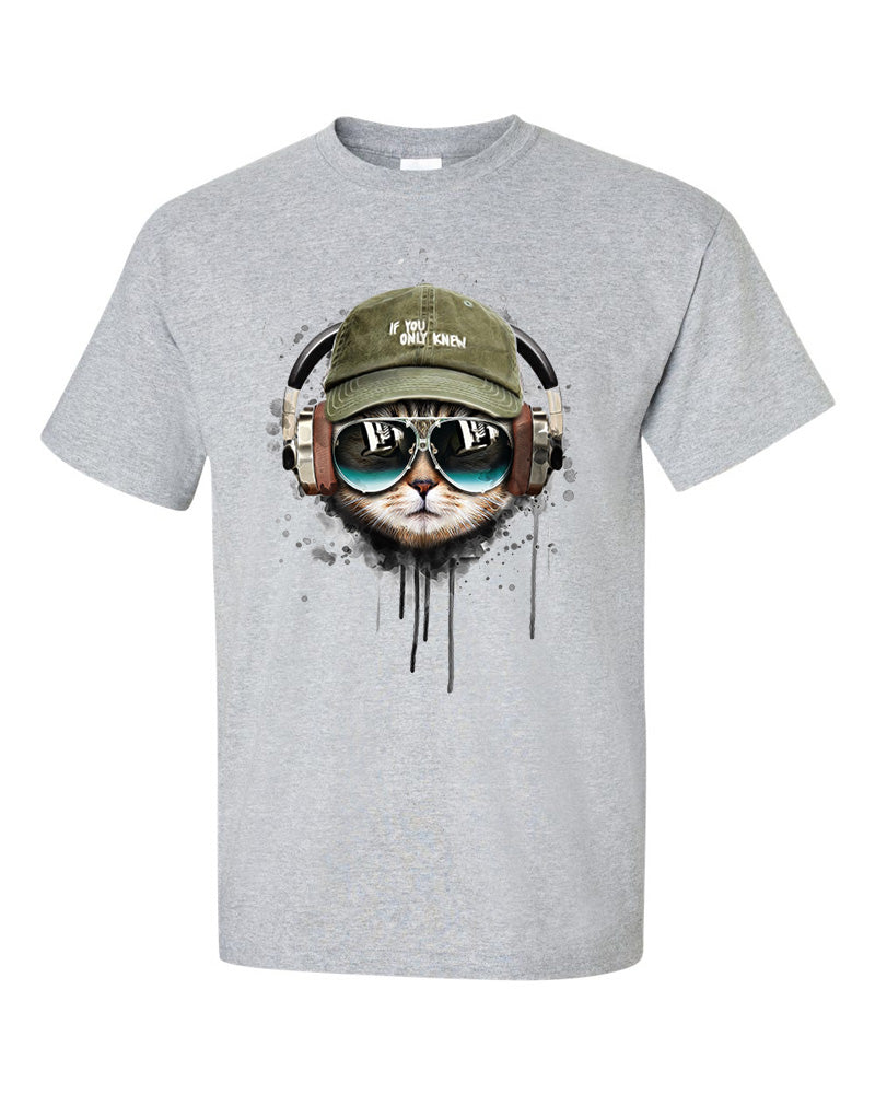 If You Only Knew Headphone Tabby Cool Cat T-Shirt