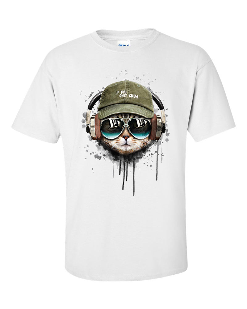 If You Only Knew Headphone Tabby Cool Cat  T-Shirt