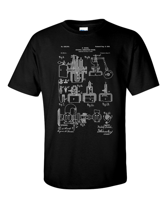 Diesel Engine T-Shirt Rudolf Diesel , Invention Patent Shirt