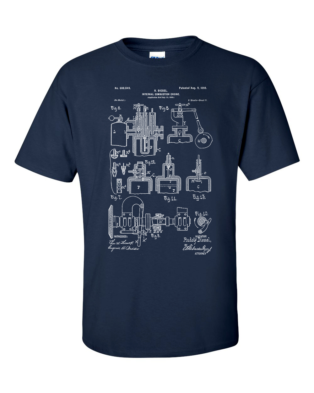 Diesel Engine T-Shirt Rudolf Diesel , Invention Patent Shirt