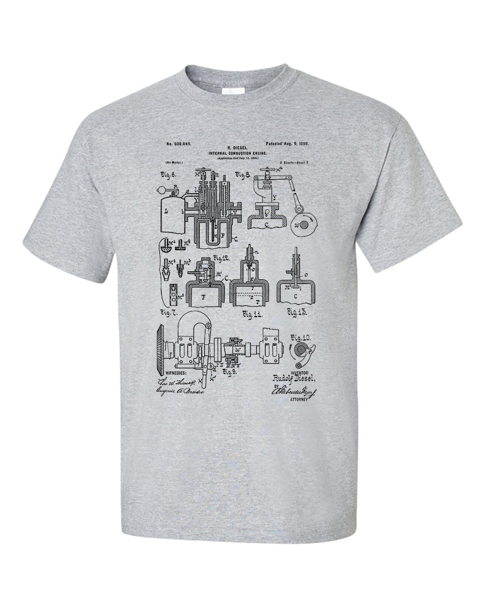 Diesel Engine T-Shirt Rudolf Diesel , Invention Patent Shirt