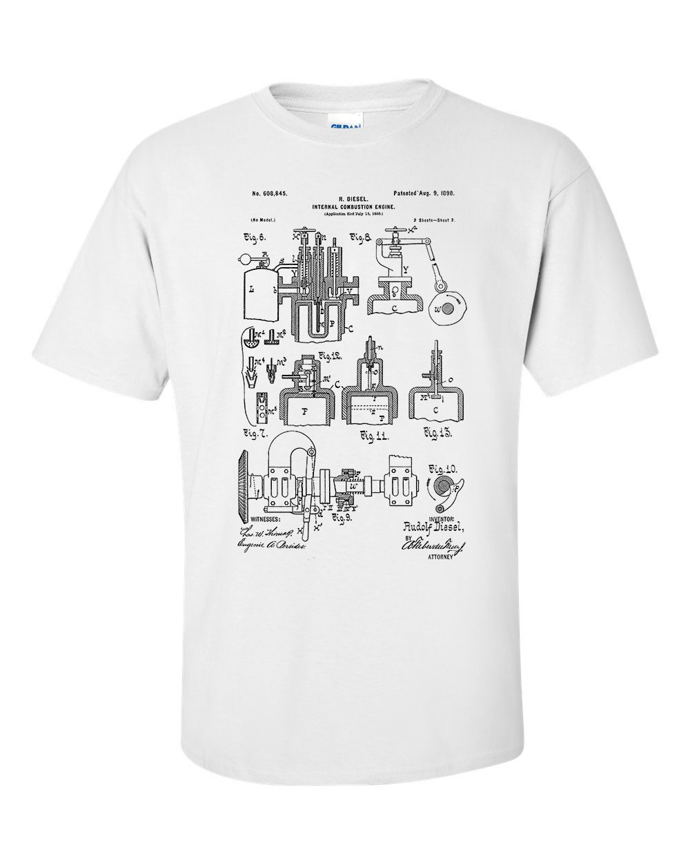 Diesel Engine T-Shirt Rudolf Diesel , Invention Patent Shirt