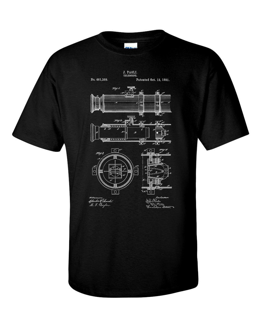 Telescope 1891 Patent Blueprint T-Shirt