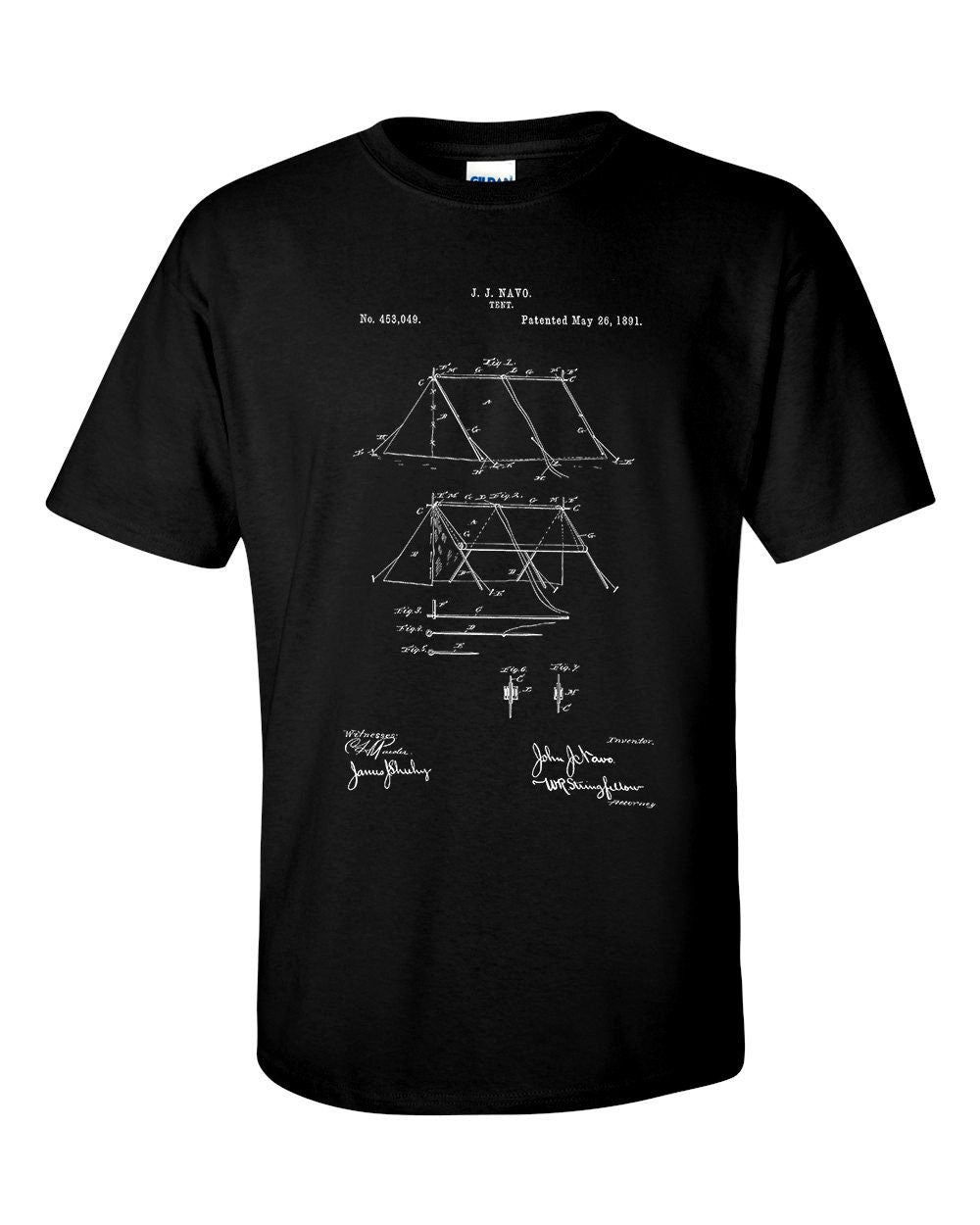 Tent Patent Blueprint Camping Camp T-Shirt