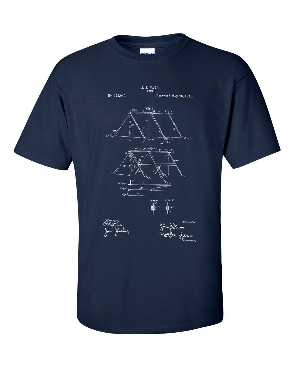 Tent Patent Blueprint Camping Camp T-Shirt