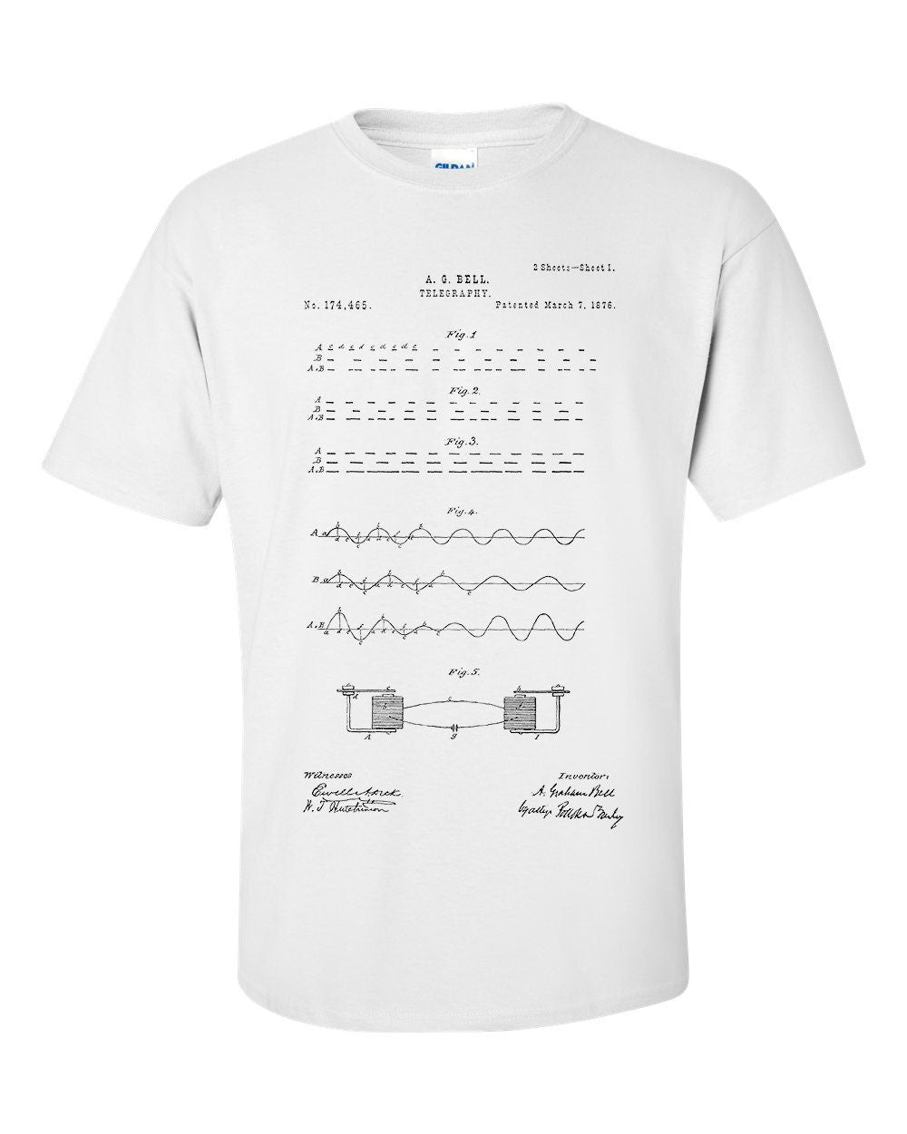 A G Bell Telegraphy Morse Code Patent Blueprint T-Shirt