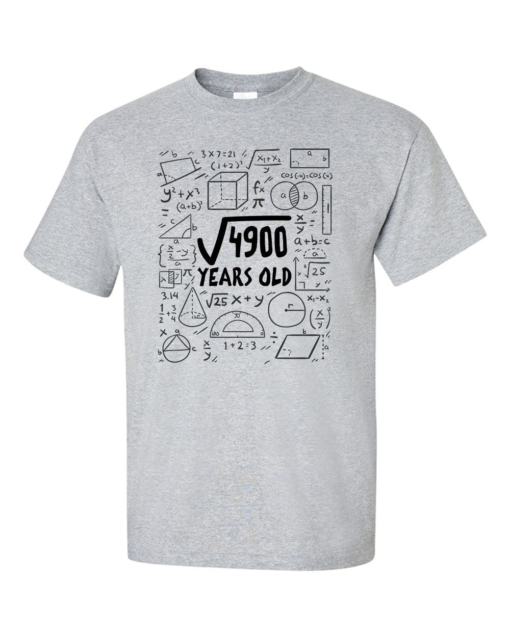 Square Root of 4900 70 Year Old 70th Seventy Birthday Gifts Math T-Shirt