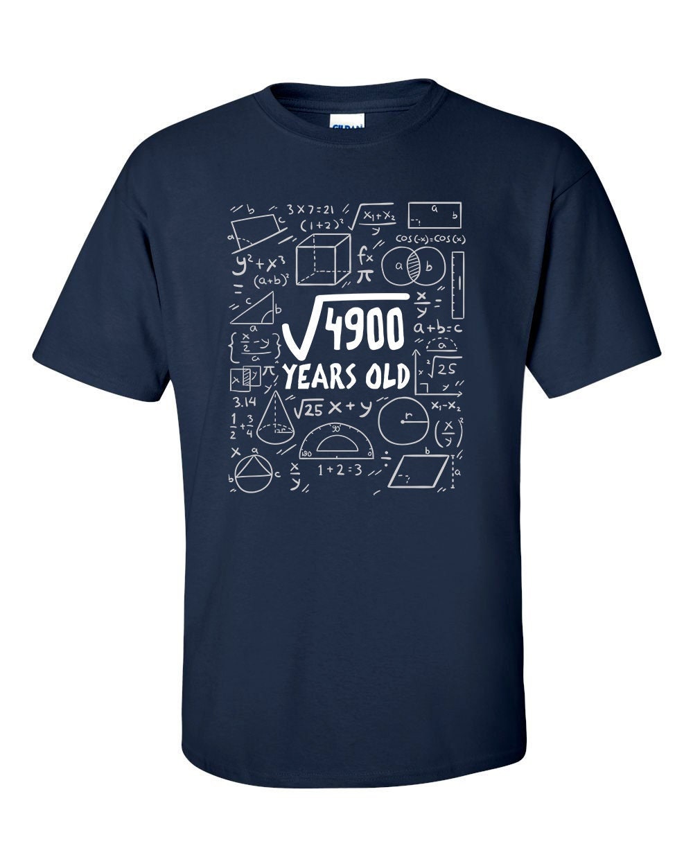 Square Root of 4900 70 Year Old 70th Seventy Birthday Gifts Math T-Shirt