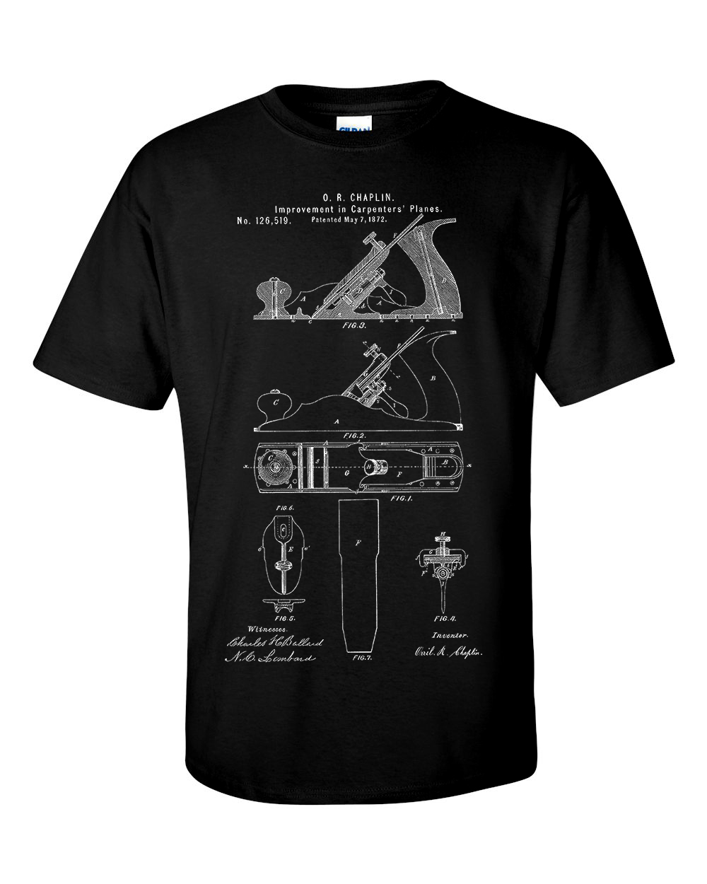 Carpenters Hand Plane Patent Blueprint T-Shirt