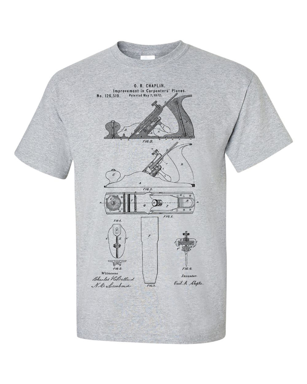 Carpenters Hand Plane Patent Blueprint T-Shirt