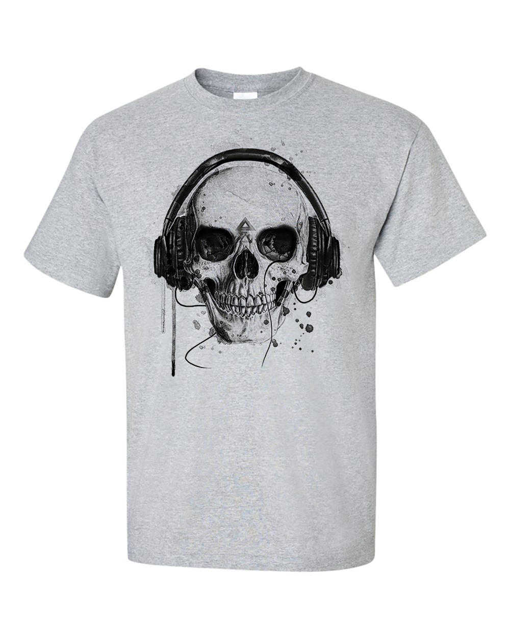 Skull With Headphones Music T-Shirt