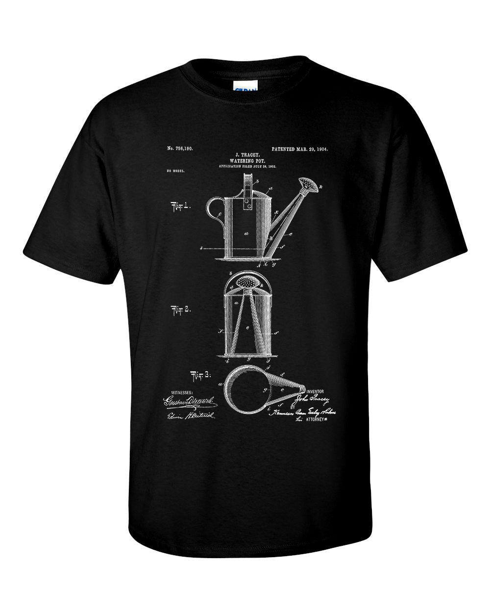 Watering Can Patent Gardening T-Shirt