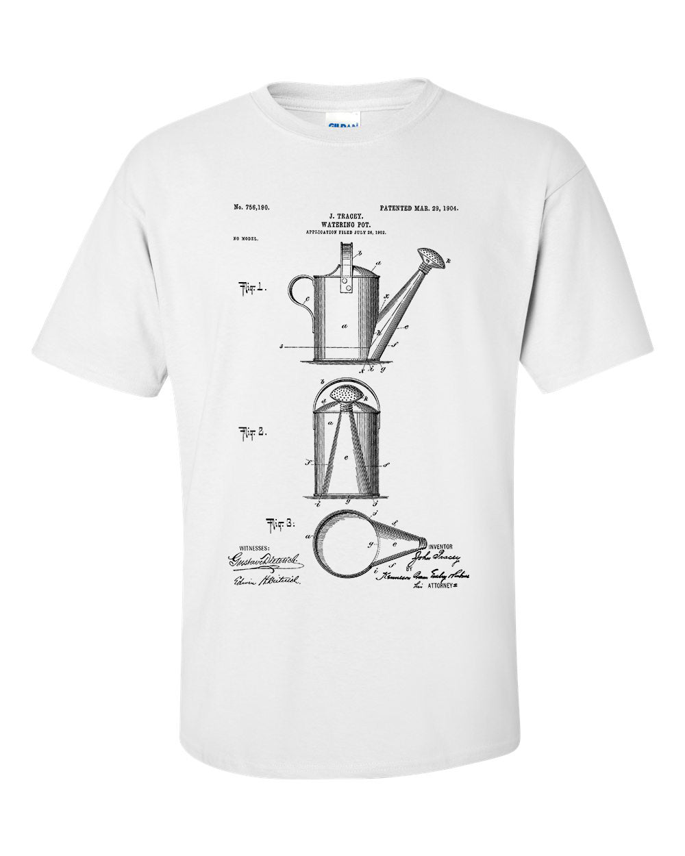 Watering Can Patent Gardening T-Shirt