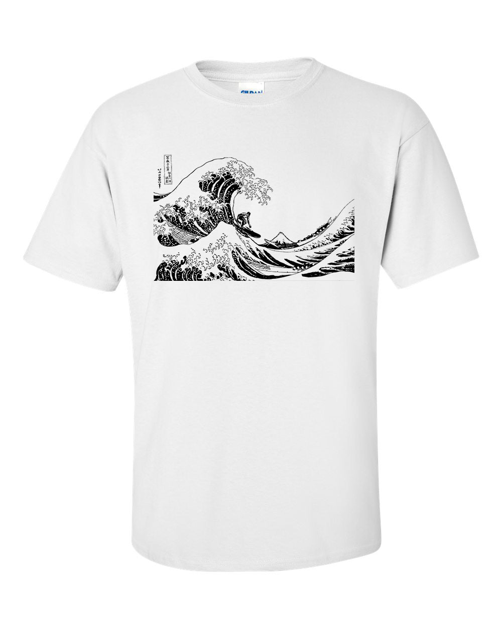 Surfing The Great Wave off Kanagawa Mono Hokusai Surfer T-Shirt