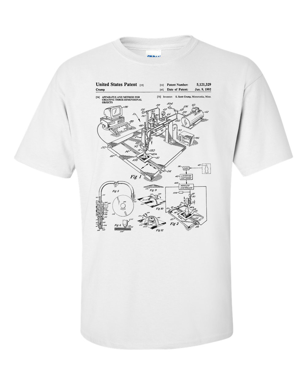 3d Printer Patent T-Shirt, Technical Drawing CAD Shirt