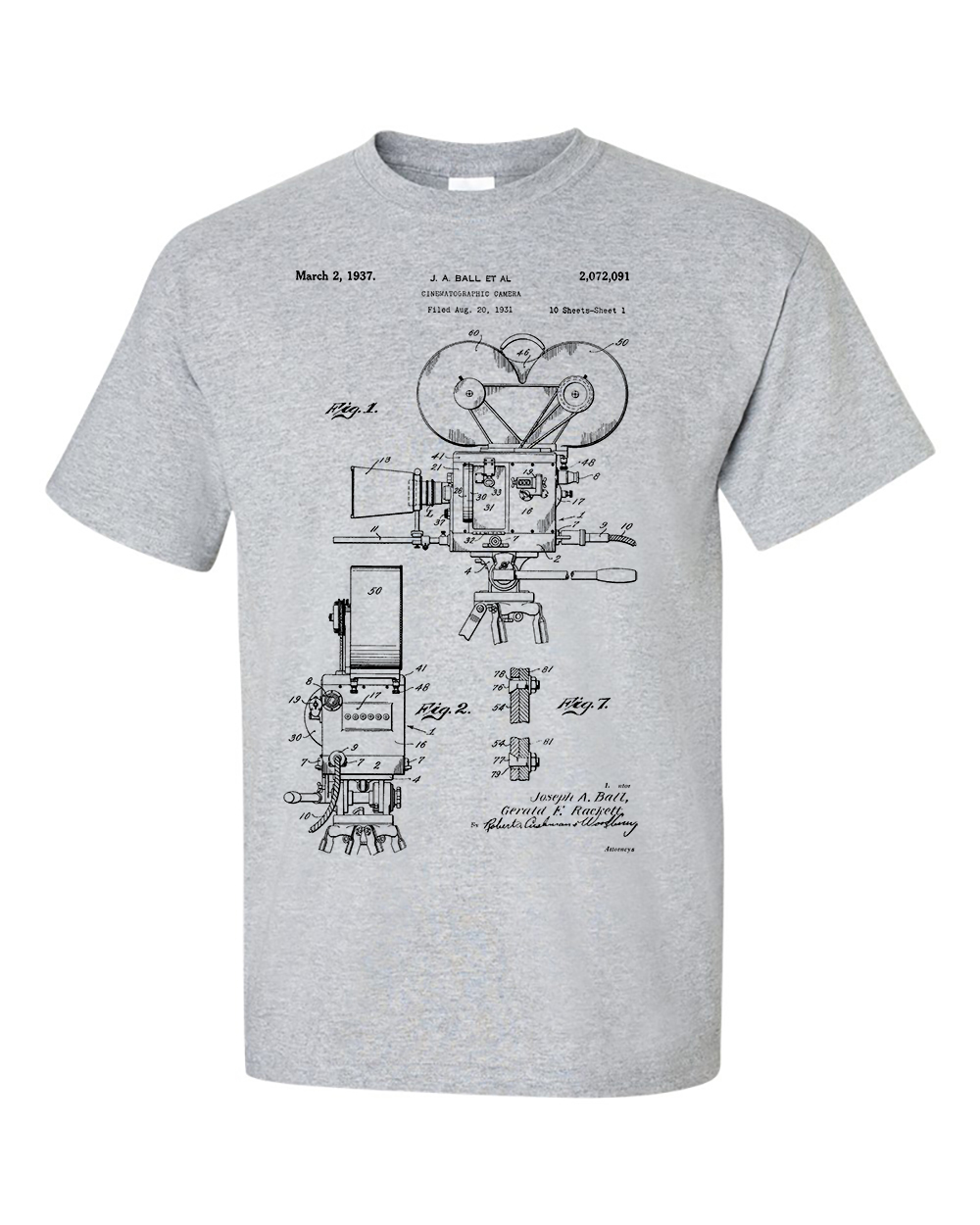 Film Camera Cinematography Patent Blueprint T-Shirt