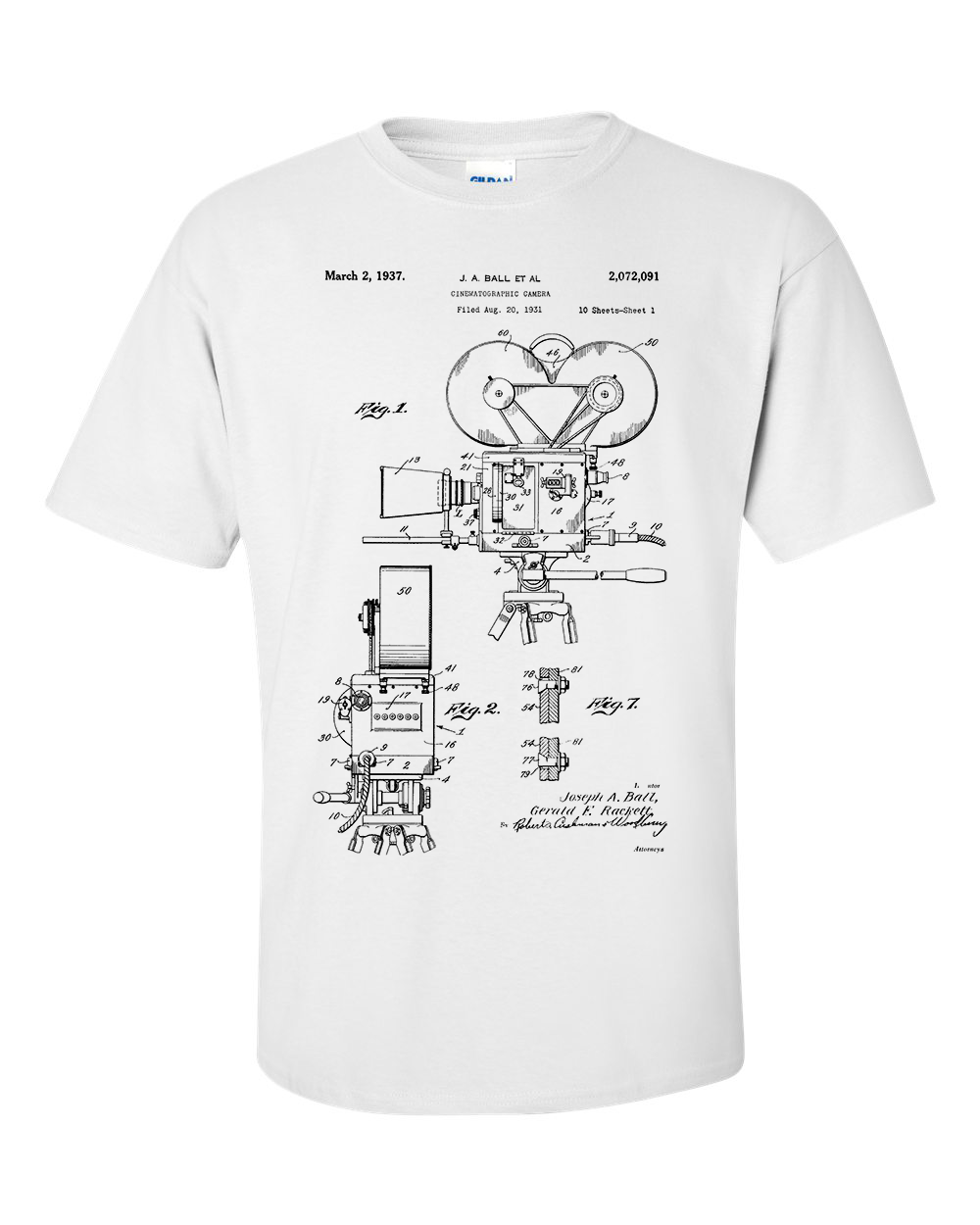 Film Camera Cinematography Patent Blueprint T-Shirt