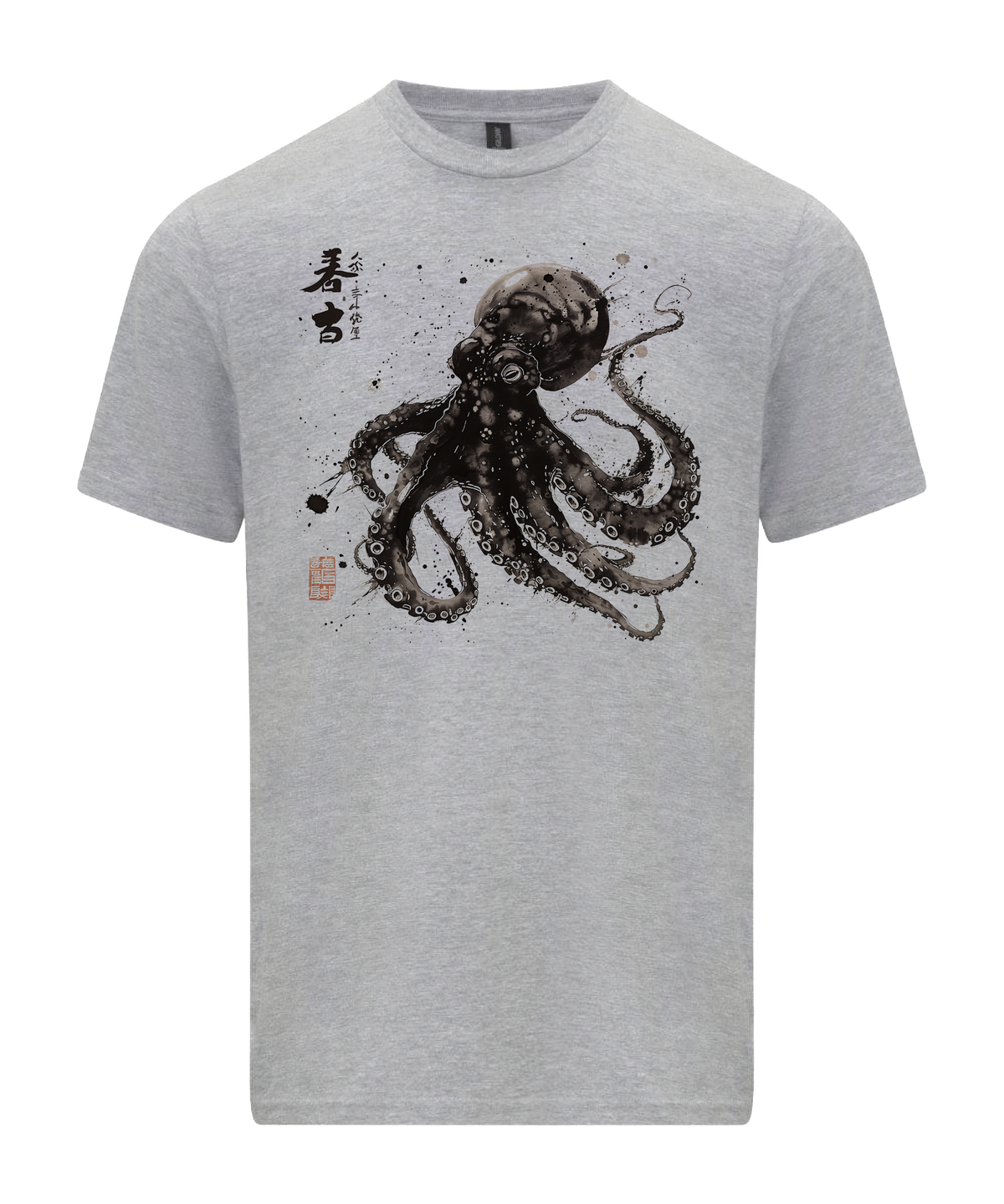 Octopus T-Shirt , Japanese Calligraphy, Tako Kanji Gyotaku Ukiyo-e Woodblock Shirt