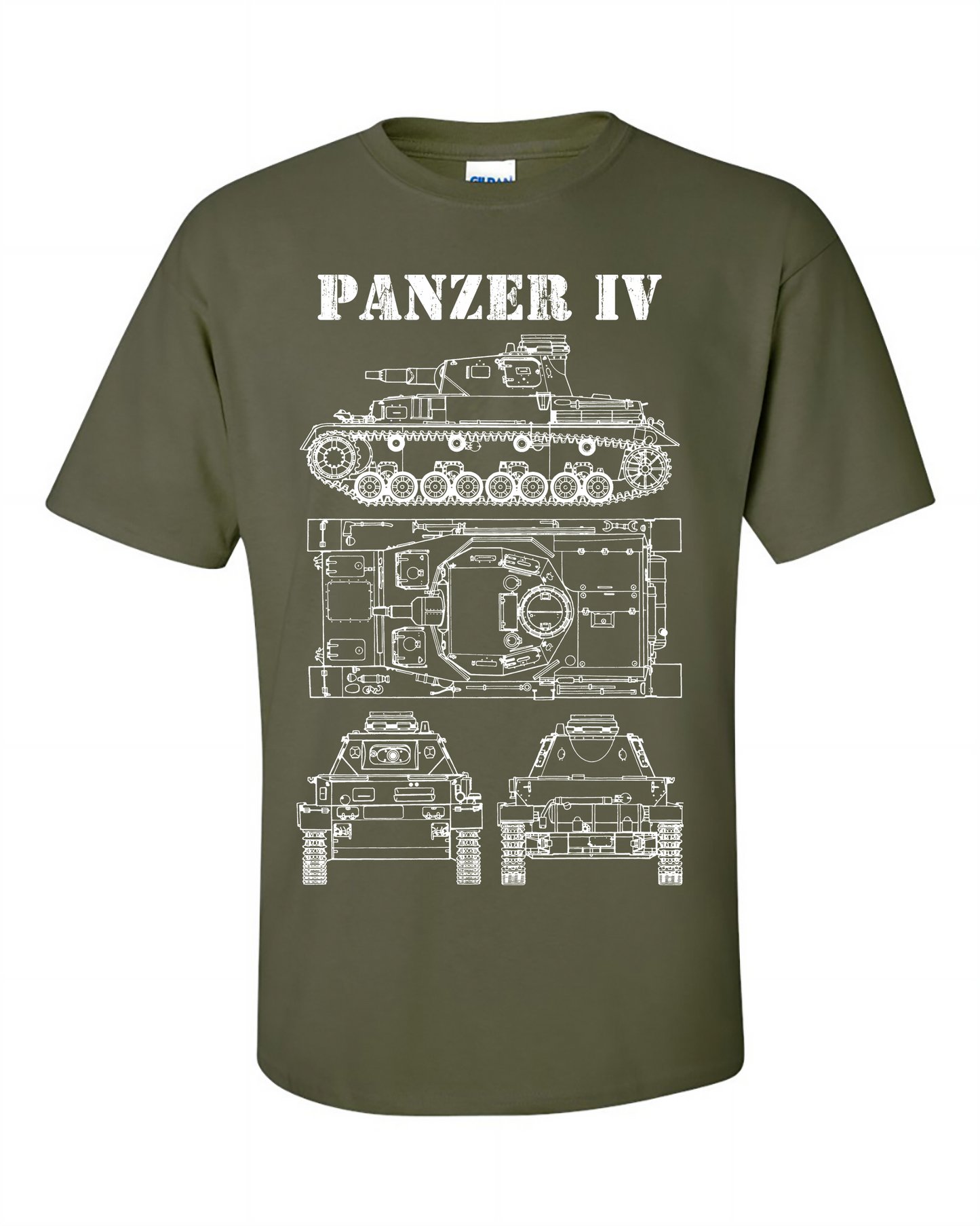 Panzer IV Tank T-Shirt PzKpfw Ausf C 4 Technical Drawing WW2 Wehrmacht German Army Shirt