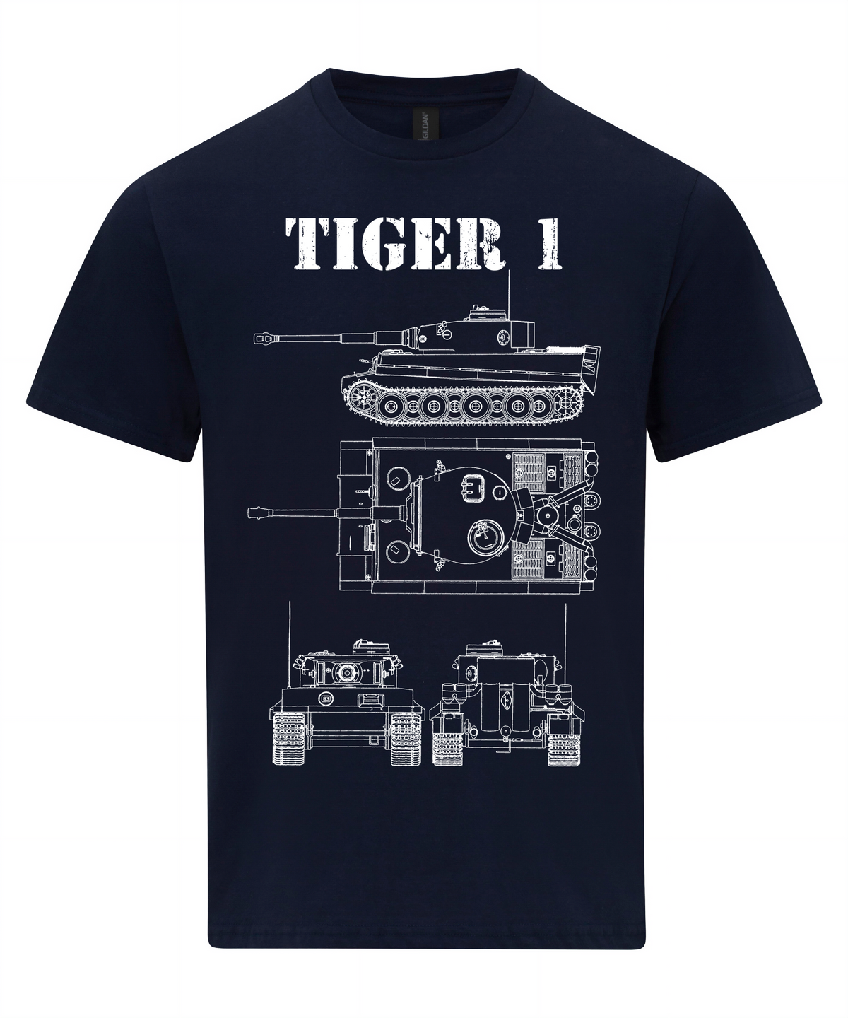 Tiger 1 Tank T-Shirt Technical Drawing Blueprint WW2 German Army Shirt