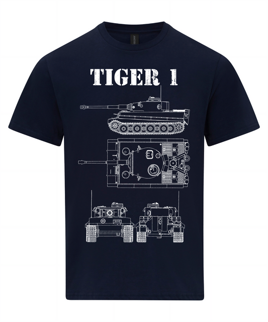 Tiger 1 Tank T-Shirt Technical Drawing Blueprint WW2 German Army Shirt