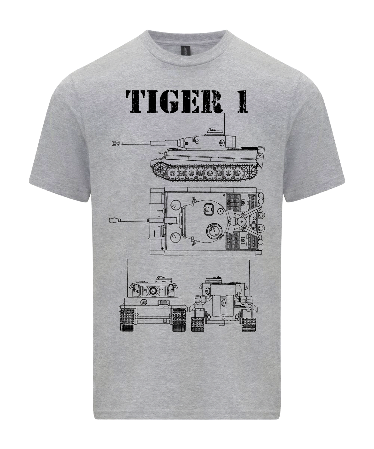 Tiger 1 Tank T-Shirt Technical Drawing Blueprint WW2 German Army Shirt