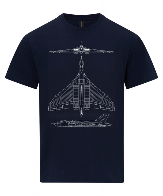 Avro Vulcan T-Shirt Strategic Bomber Aircraft Blueprint Design Tee