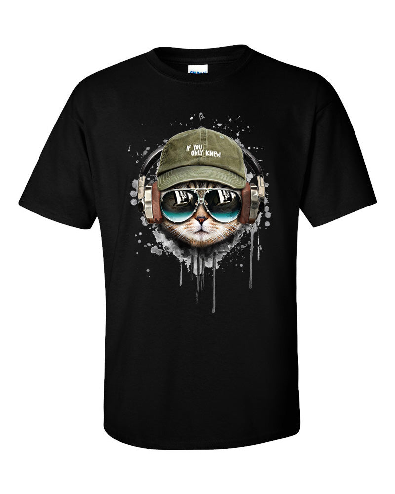 If You Only Knew Headphone Tabby Cool Cat  T-Shirt