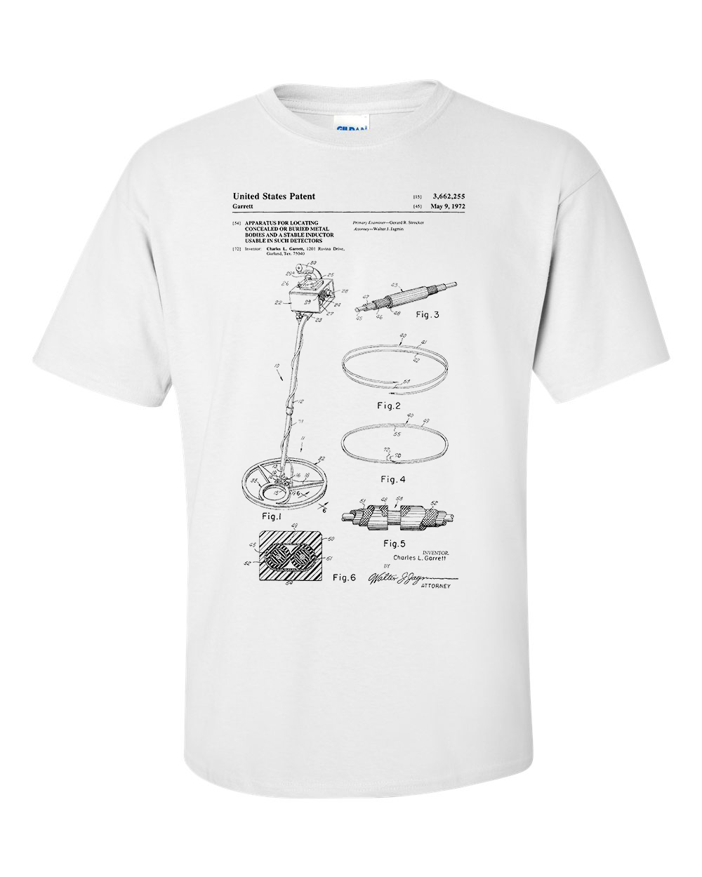Metal Detector T-Shirt Patent Blueprint Dectorist Treasure Hunter Shirt