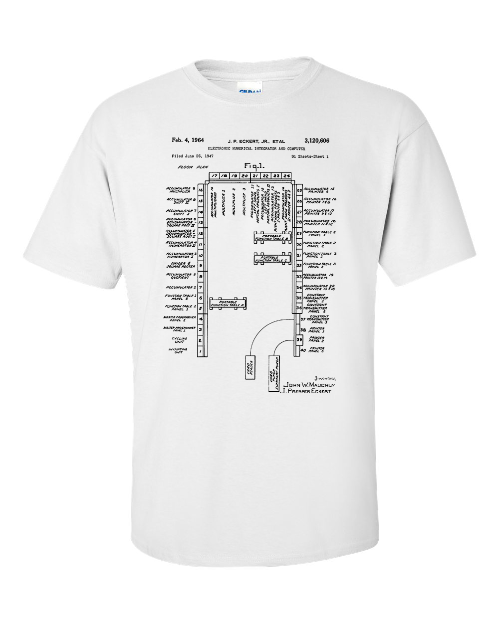 ENIAC First Programmable Computer Patent T-Shirt