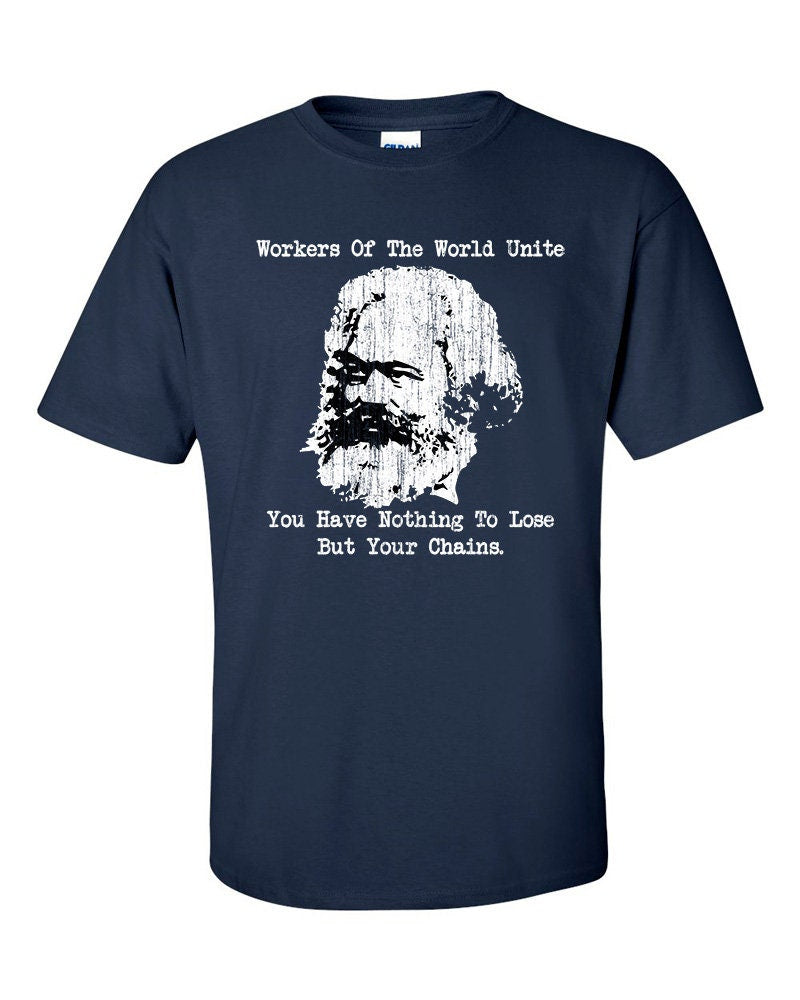 Karl Marx Workers Unite Distressed Print Marxism T-Shirt