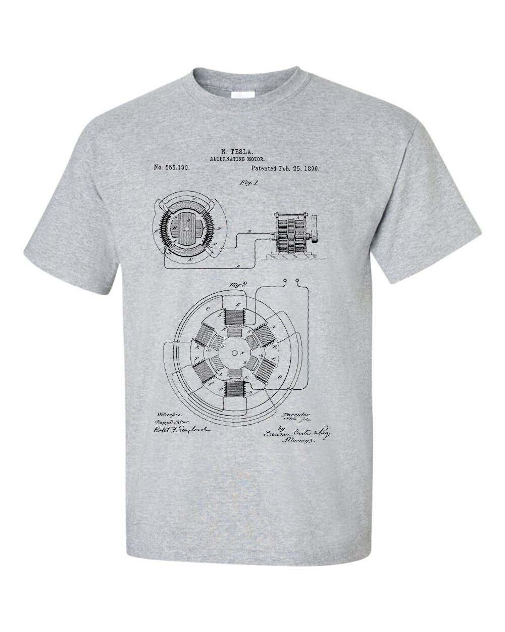 Nicola Tesla Alternating Motor Patent Blueprint T-Shirt