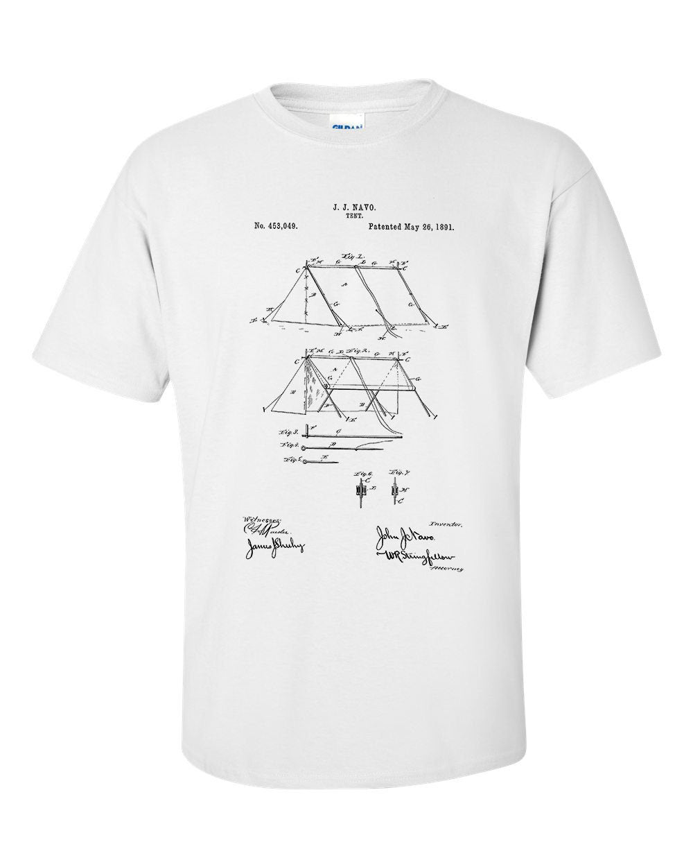 Tent Patent Blueprint Camping Camp T-Shirt